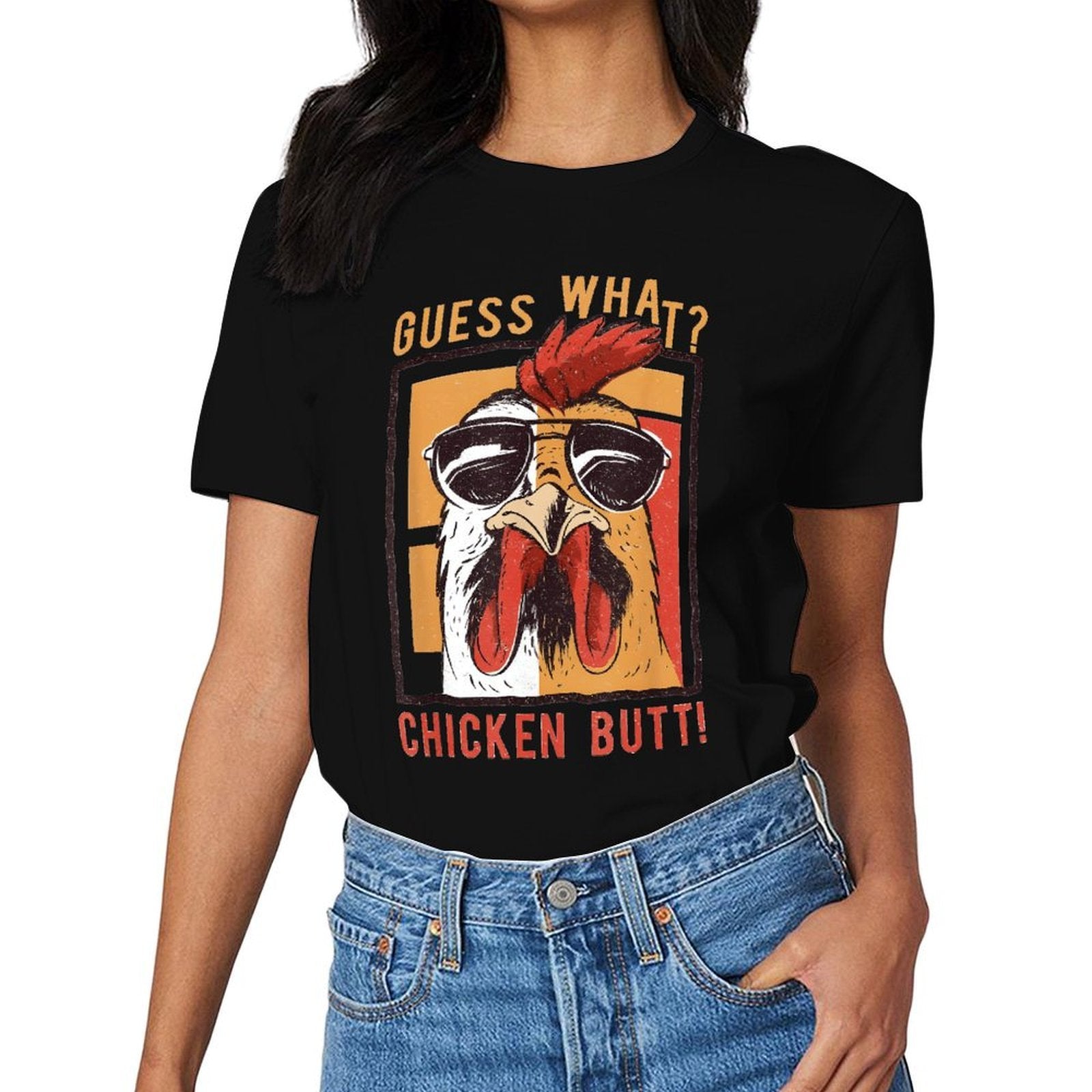 Inkmay Casual  Cotton T-shirt Chicken Butt Print With Sunglasses Design Unisex T-shirtPremium Finish Chill T-Shirt