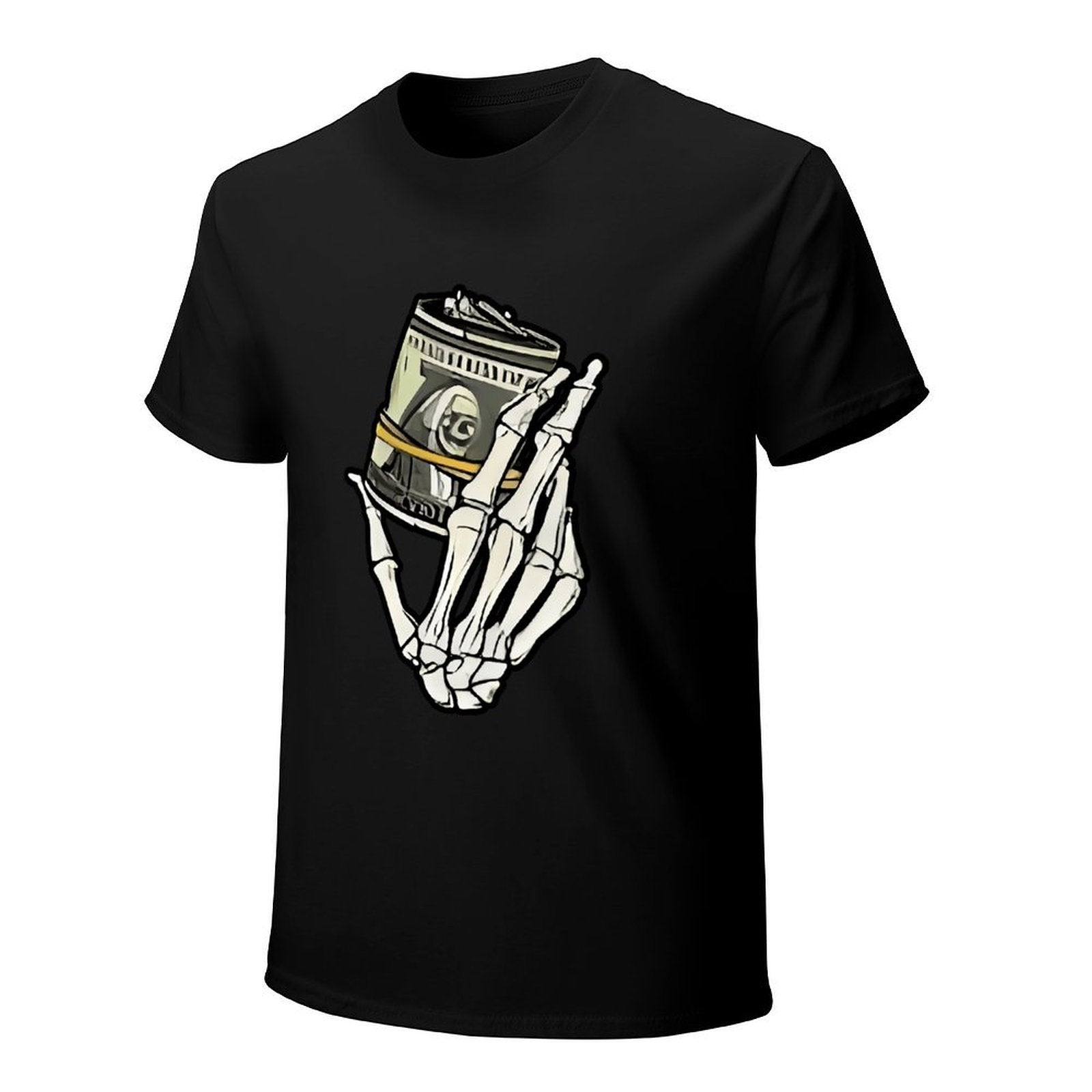 Inkmay Casual  Cotton T-shirt Skeleton Hand Holding Film Roll Art Unisex T-shirtChill Colorfast T-Shirt