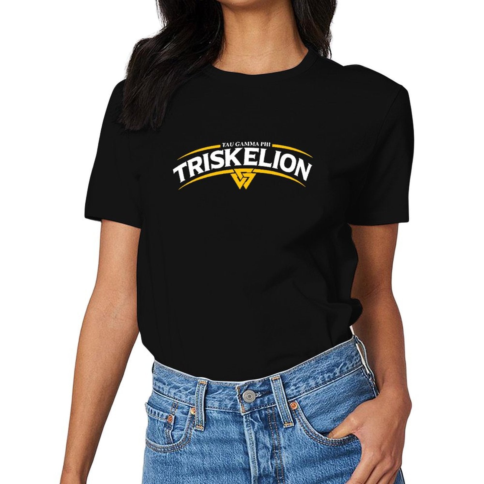 Inkmay Casual Cotton T-shirt Abstract Yellow Waves On White Background Unisex T-shirtCityStyle EverydaySeries T-Shirt
