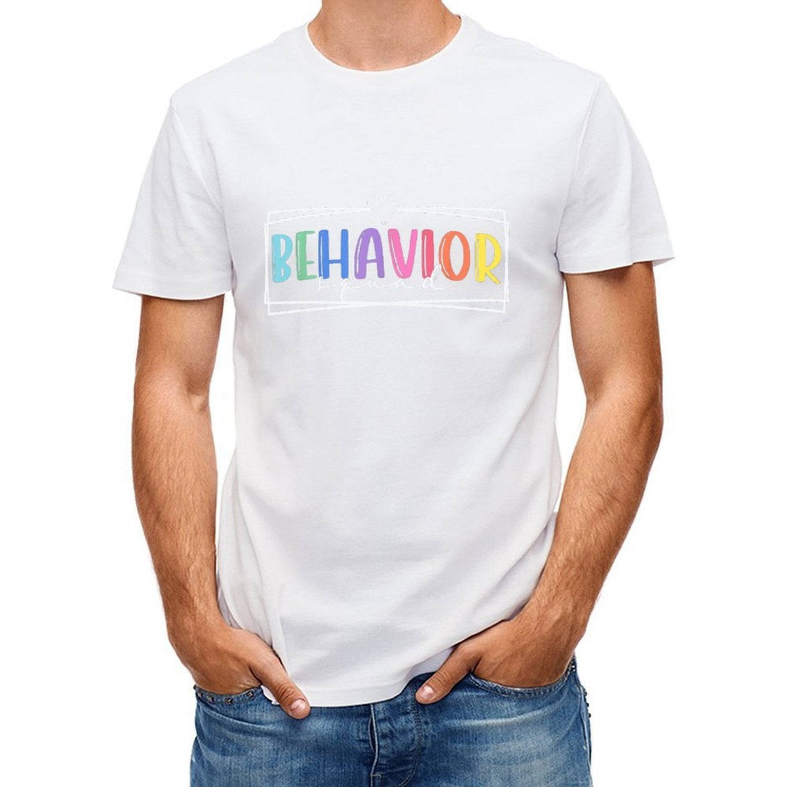 Inkmay Casual  Cotton T-shirt Behavior Art Print With Colorful Letters Unisex T-shirtTimelessComfort Reliable T-Shirt