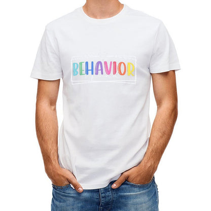 Inkmay Casual  Cotton T-shirt Behavior Art Print With Colorful Letters Unisex T-shirtTimelessComfort Reliable T-Shirt