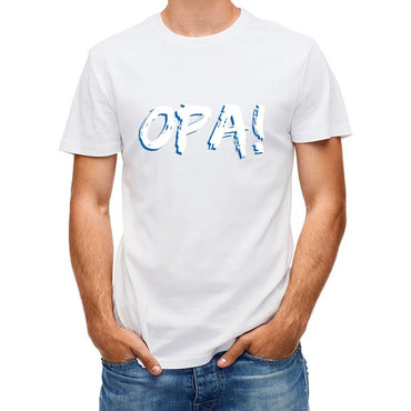 Inkmay Casual Cotton T-shirt Abstract Blue Artistic Design On White Unisex T-shirtEco / Sustainable Performance T-Shirt