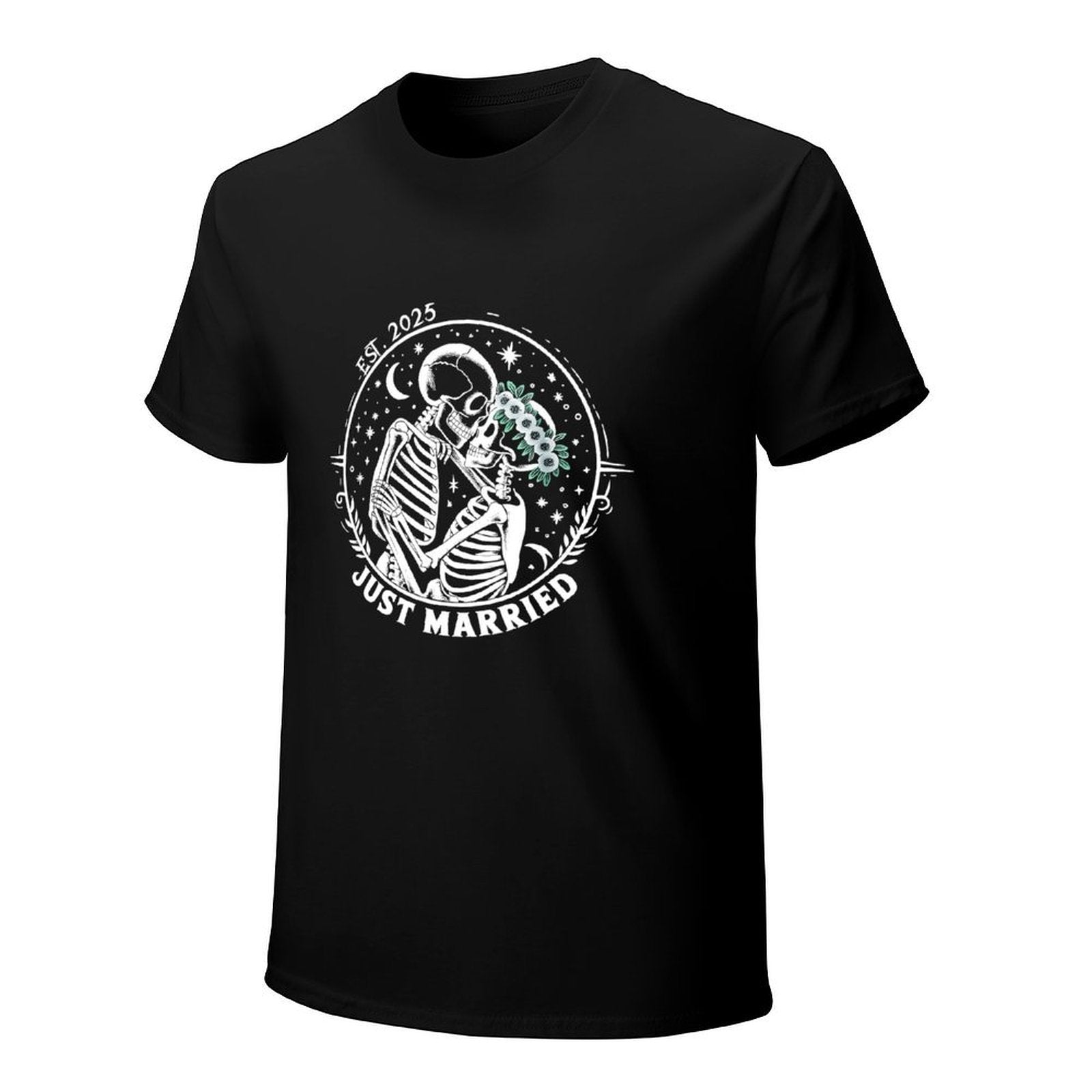 Inkmay Casual  Cotton T-shirt Floral Design With White Flowers Green Unisex T-shirtPerformance PureStyle T-Shirt