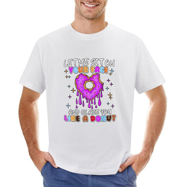 Inkmay Casual  Cotton T-shirt Donut With Pink Glaze And Sprinkles Unisex T-shirtClassicStyle EasyWear T-Shirt