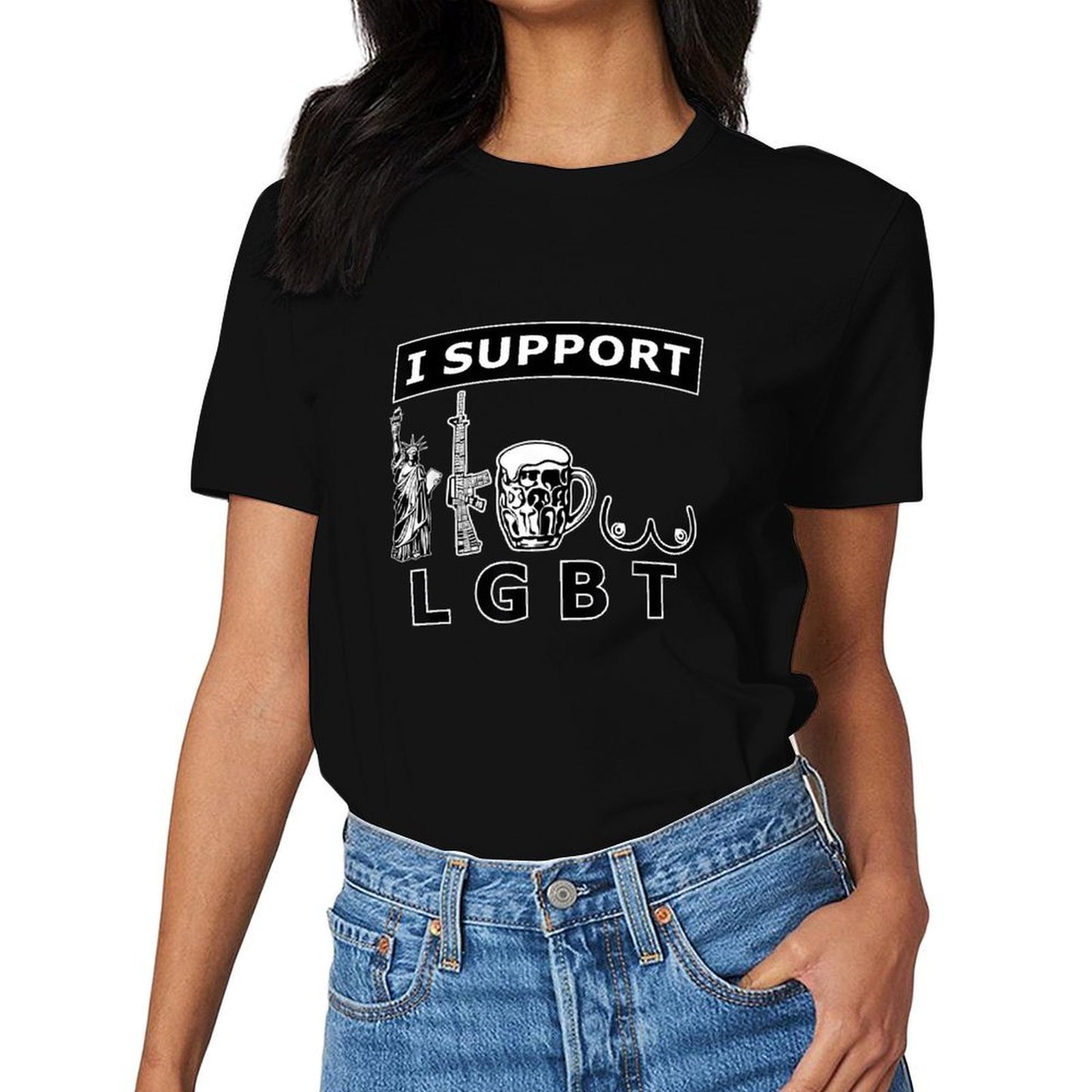 Inkmay Casual Cotton T-shirt Lgbt Support With Statue And Unisex T-shirtMidweight Eco / Sustainable T-Shirt