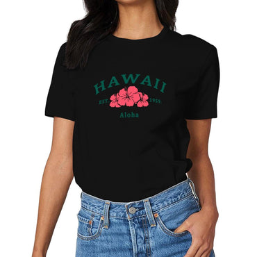 Inkmay Casual Cotton T-shirt Abstract Pink Shape On Green Background Unisex T-shirtPocket Tee Print-Ready T-Shirt