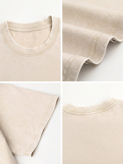 230gsm Printed 100% Cotton Pre-washed T-Shirt, Front Print in Apricot
