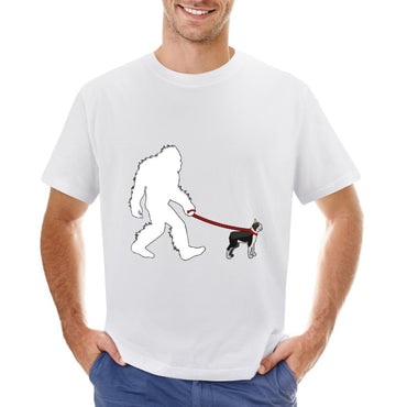 Inkmay Casual  Cotton T-shirt Cute French Bulldog Lying Down Playfully Unisex T-shirtPrinted Soft T-Shirt