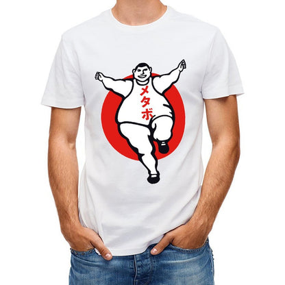 Inkmay Casual Cotton T-shirt Bold Red Circle With Sumo Wrestler Unisex T-shirtActiveStyle Softstyle T-Shirt