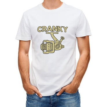 Inkmay Casual  Cotton T-shirt Fishing Reel Design With Cranky Text Unisex T-shirtChill Midweight T-Shirt
