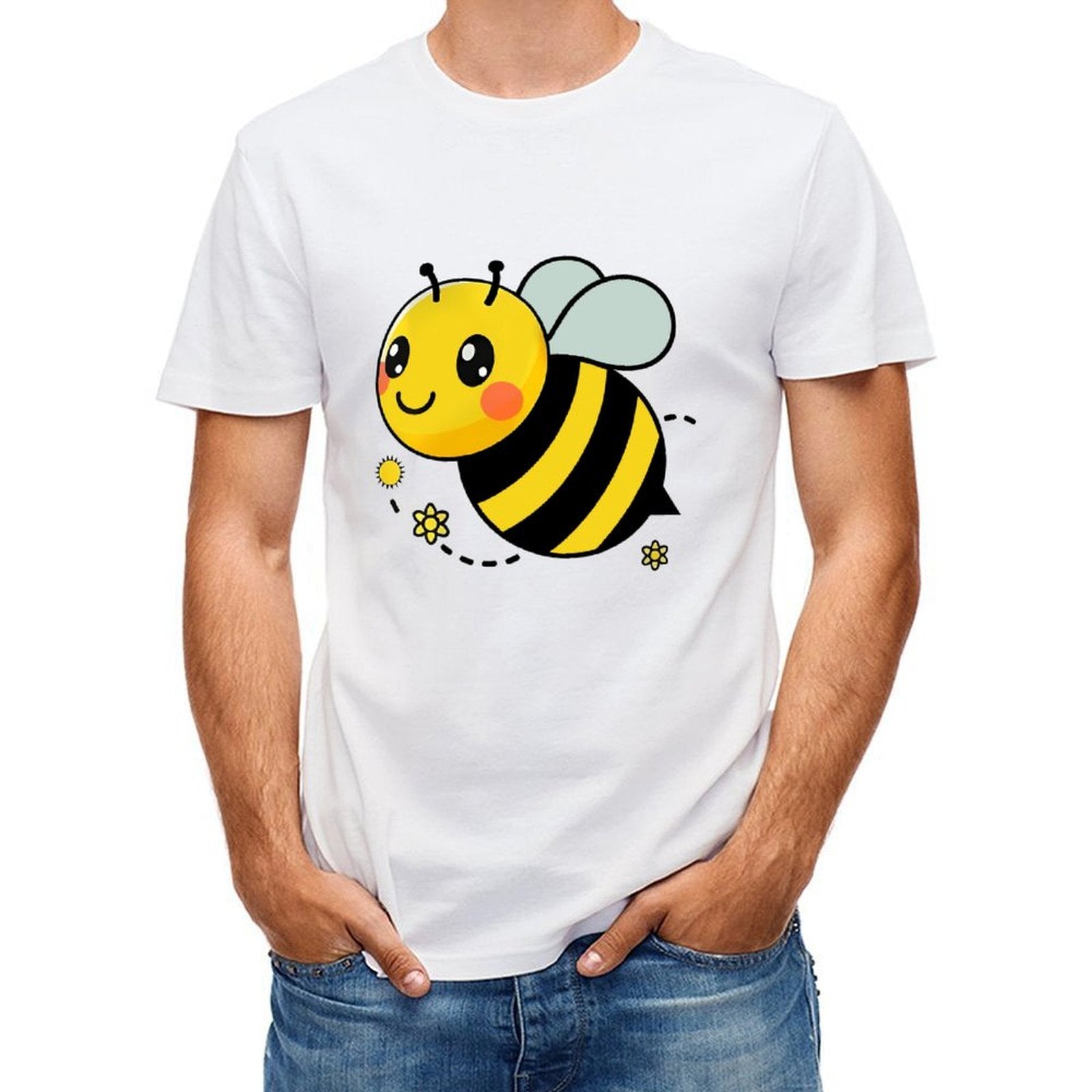Inkmay Casual Cotton T-shirt Cute Bee With Yellow Black Stripes Unisex T-shirtEssential SoftTouch T-Shirt