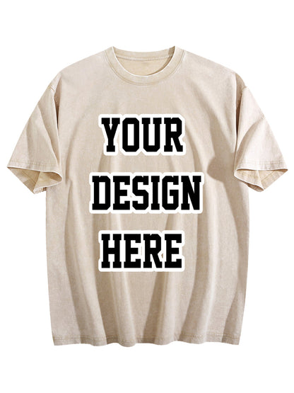230gsm Printed 100% Cotton Pre-washed T-Shirt, Front Print in Apricot
