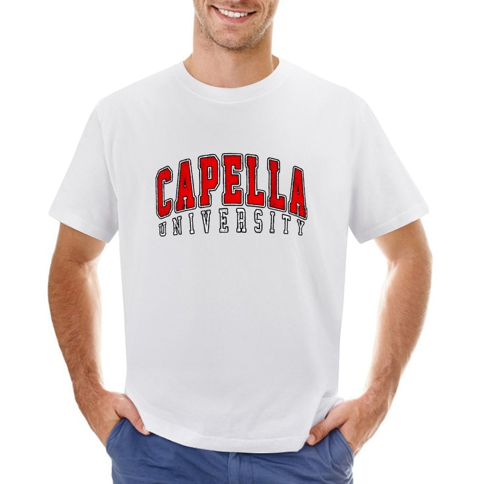 Inkmay Casual  Cotton T-shirt Capella University Textured Background Design Artwork Unisex T-shirtSharp Outdoor T-Shirt
