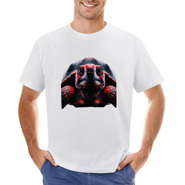 Inkmay Casual  Cotton T-shirt Red And Black Turtle Pattern Art Unisex T-shirtCotton ActiveLine T-Shirt