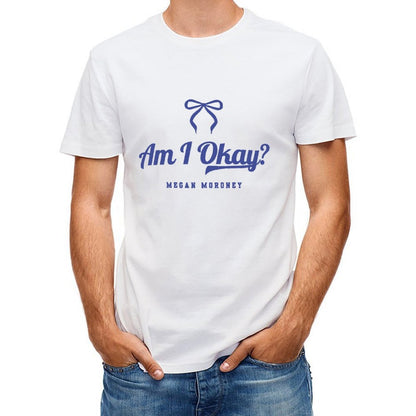 Inkmay Casual Cotton T-shirt Am I Okay Megan Moroney Logo Unisex T-shirtSimple Minimal T-Shirt