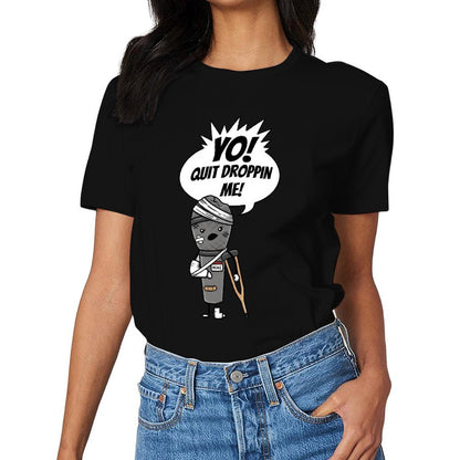 Inkmay Casual Cotton T-shirt Injured Microphone With Bandages And Unisex T-shirtSmoothWear Relaxed T-Shirt
