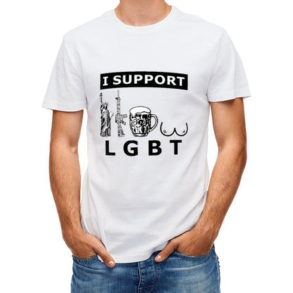Inkmay Casual Cotton T-shirt Lgbt Support With Statue And Unisex T-shirtMidweight Eco / Sustainable T-Shirt