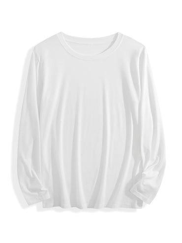 180g pure cotton crew neck long-sleeved shirt white