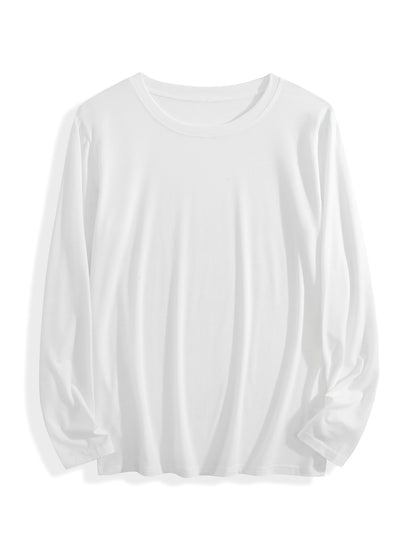 180g pure cotton crew neck long-sleeved shirt white