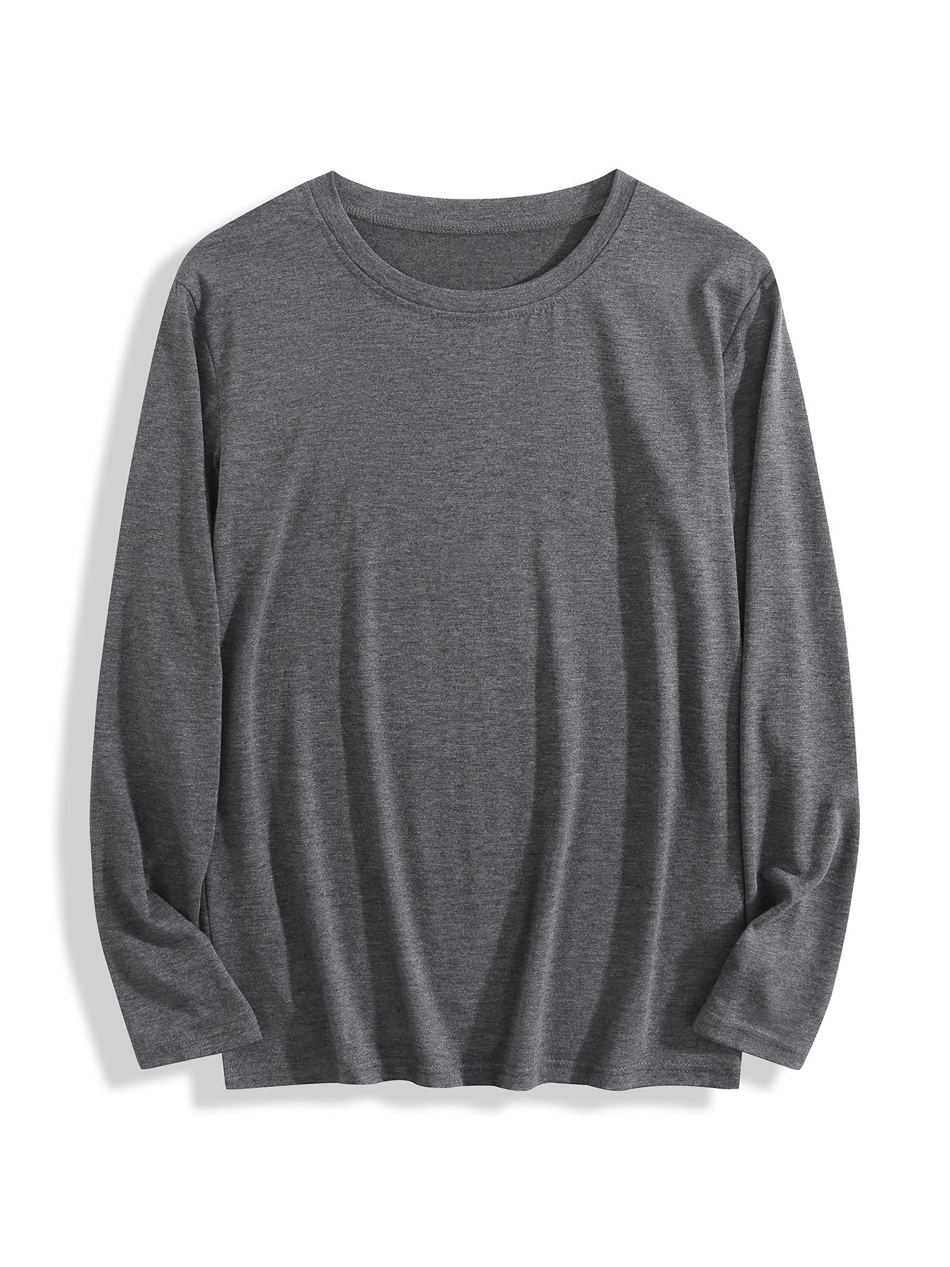 180g pure cotton crew neck long-sleeved shirt  dark gray BACK