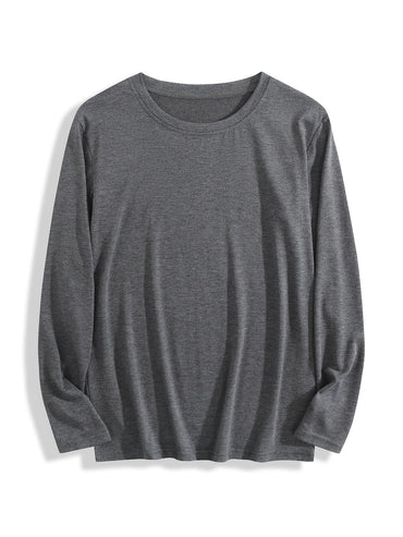 180g pure cotton crew neck long-sleeved shirt  dark gray BACK