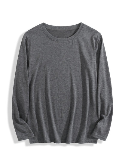 180g pure cotton crew neck long-sleeved shirt  dark gray BACK
