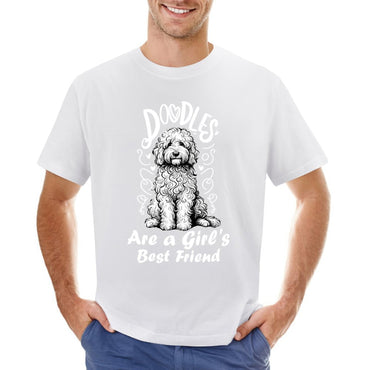 Inkmay Casual  Cotton T-shirt Curly Haired Dog Sitting On Floor Unisex T-shirtClassicLine Standard T-Shirt