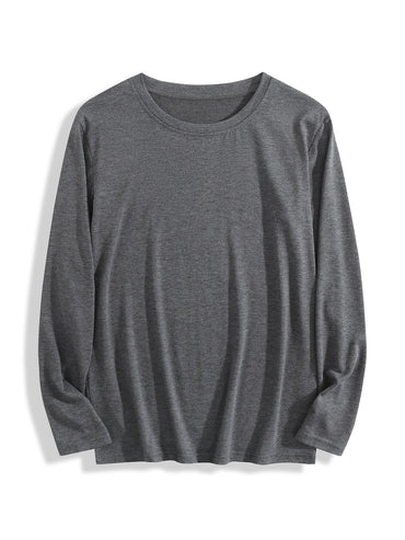 Custom-made comfortable crew neck long-sleeved T-shirt, dark gray