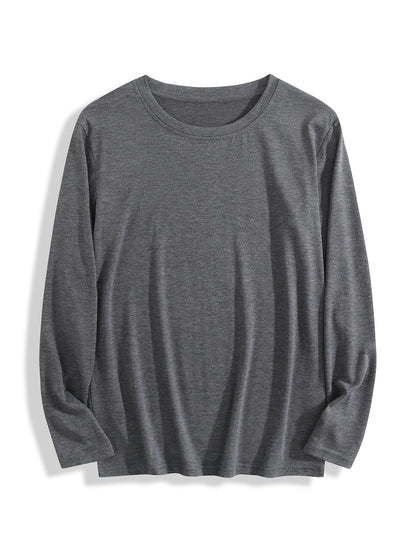 Custom-made comfortable crew neck long-sleeved T-shirt, dark gray