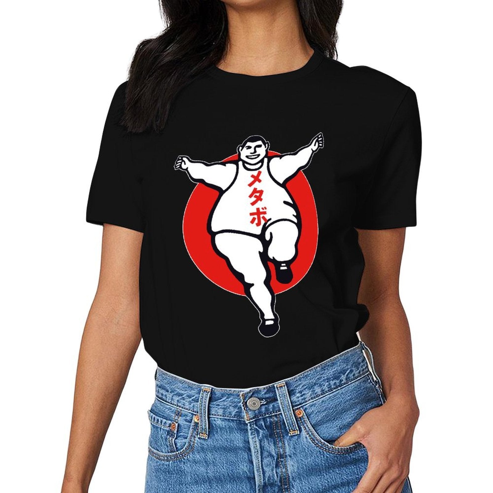 Inkmay Casual Cotton T-shirt Bold Red Circle With Sumo Wrestler Unisex T-shirtActiveStyle Softstyle T-Shirt