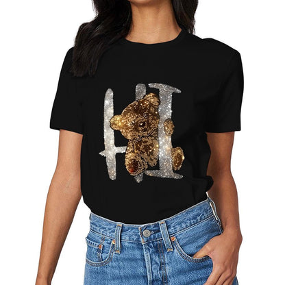 Inkmay Casual Cotton T-shirt Golden Abstract Design With Sparkling Elements Unisex T-shirtPure Moisture-Wicking T-Shirt