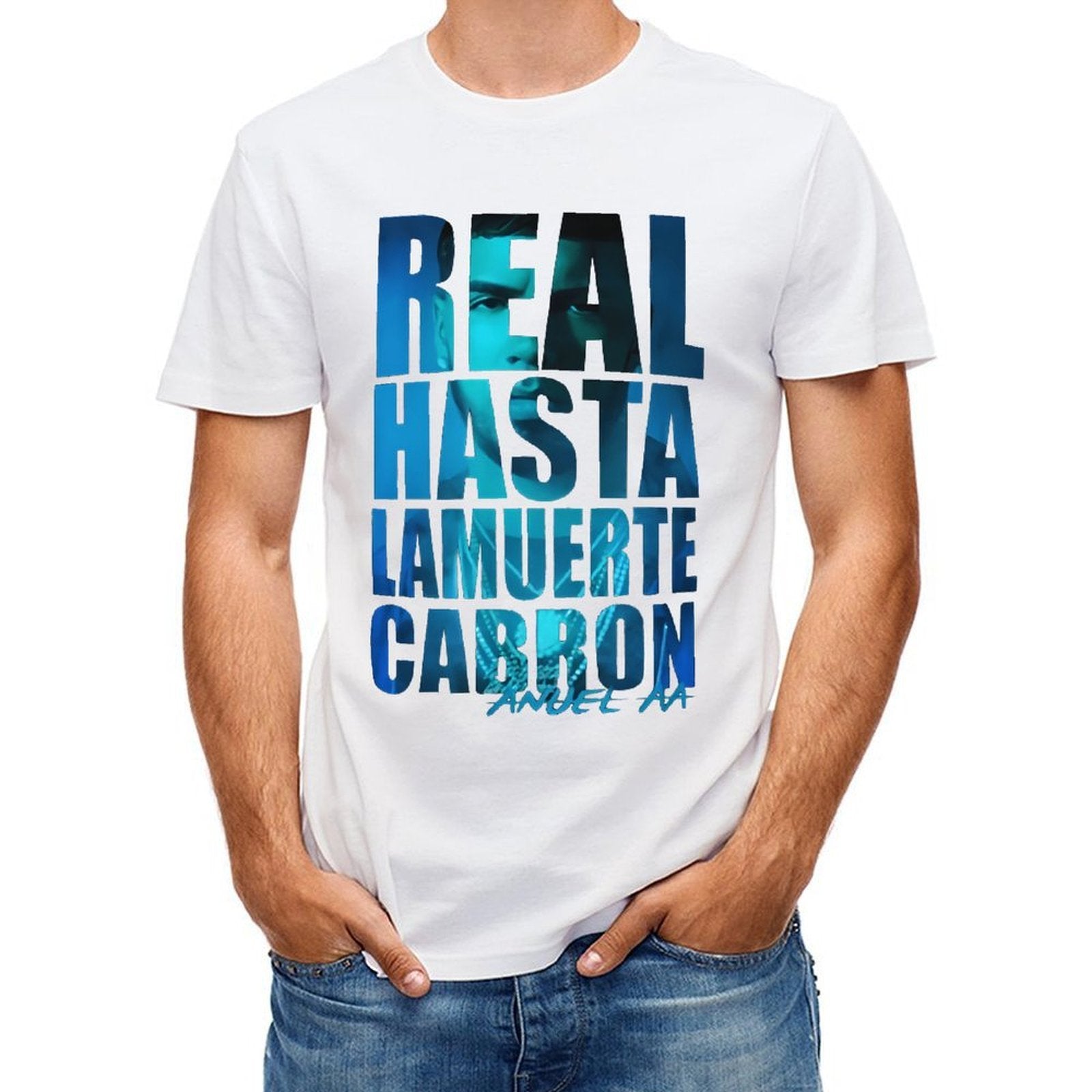 Inkmay Casual  Cotton T-shirt Real Hasta La Muerte Carbon Unisex T-shirtEasyStyle V-Neck T-Shirt