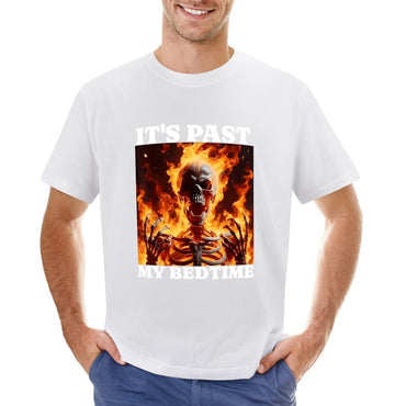 Inkmay Casual  Cotton T-shirt Flaming Skeleton Artwork Boldly Printed Design Unisex T-shirtPromotional Lifestyle T-Shirt