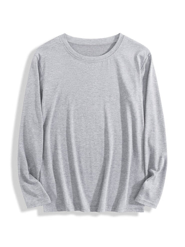180g pure cotton crew neck long-sleeved shirt gray