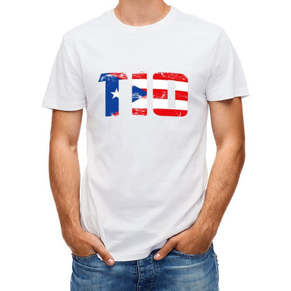 Inkmay Casual Cotton T-shirt Puerto Rican Flag Pattern Print Design Unisex T-shirtDailyFit SimpleFit T-Shirt