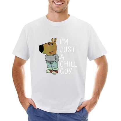 Inkmay Casual  Cotton T-shirt Cartoon Character Wearing Casual Outfit Standing Unisex T-shirtFitted LooseFit T-Shirt
