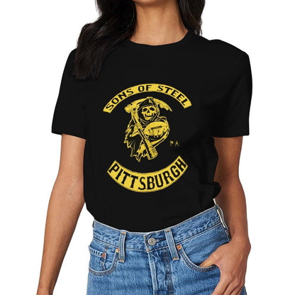 Inkmay Casual  Cotton T-shirt Pittsburgh Sons Of Steel Football Design Unisex T-shirtClean Edges SoftFeel T-Shirt