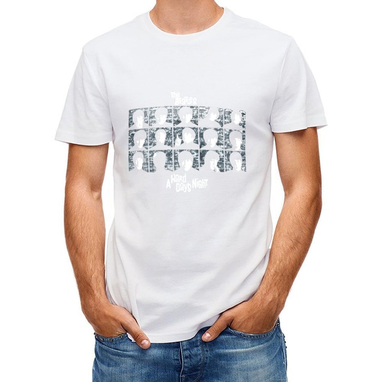 Inkmay Casual Cotton T-shirt Abstract Faces On Grid Background Art Unisex T-shirtComfortLine Studio T-Shirt