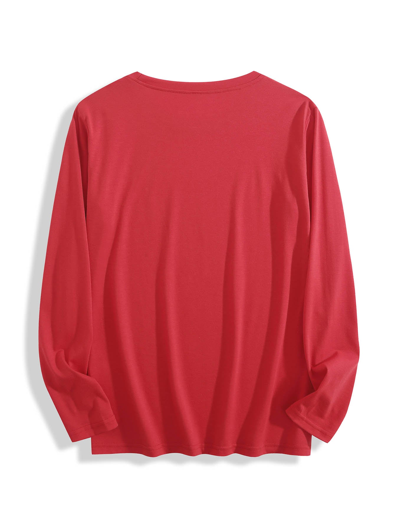 Custom Red Comfortable Crew Neck Long Sleeve T-Shirt