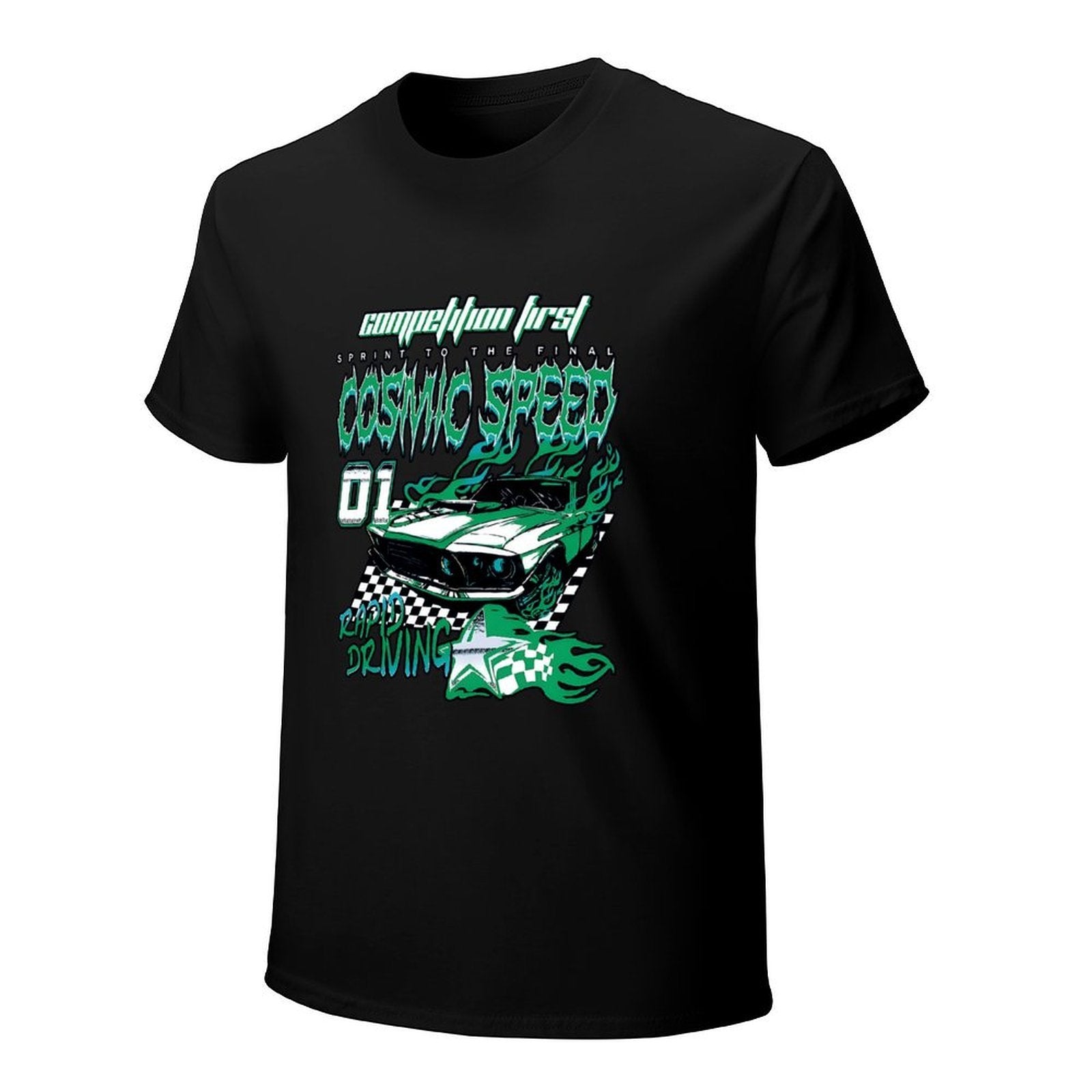 Inkmay Casual  Cotton T-shirt Cosmic Speed Car Racing Design Art Unisex T-shirtHeat-Transfer Comfort T-Shirt