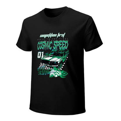 Inkmay Casual  Cotton T-shirt Cosmic Speed Car Racing Design Art Unisex T-shirtHeat-Transfer Comfort T-Shirt