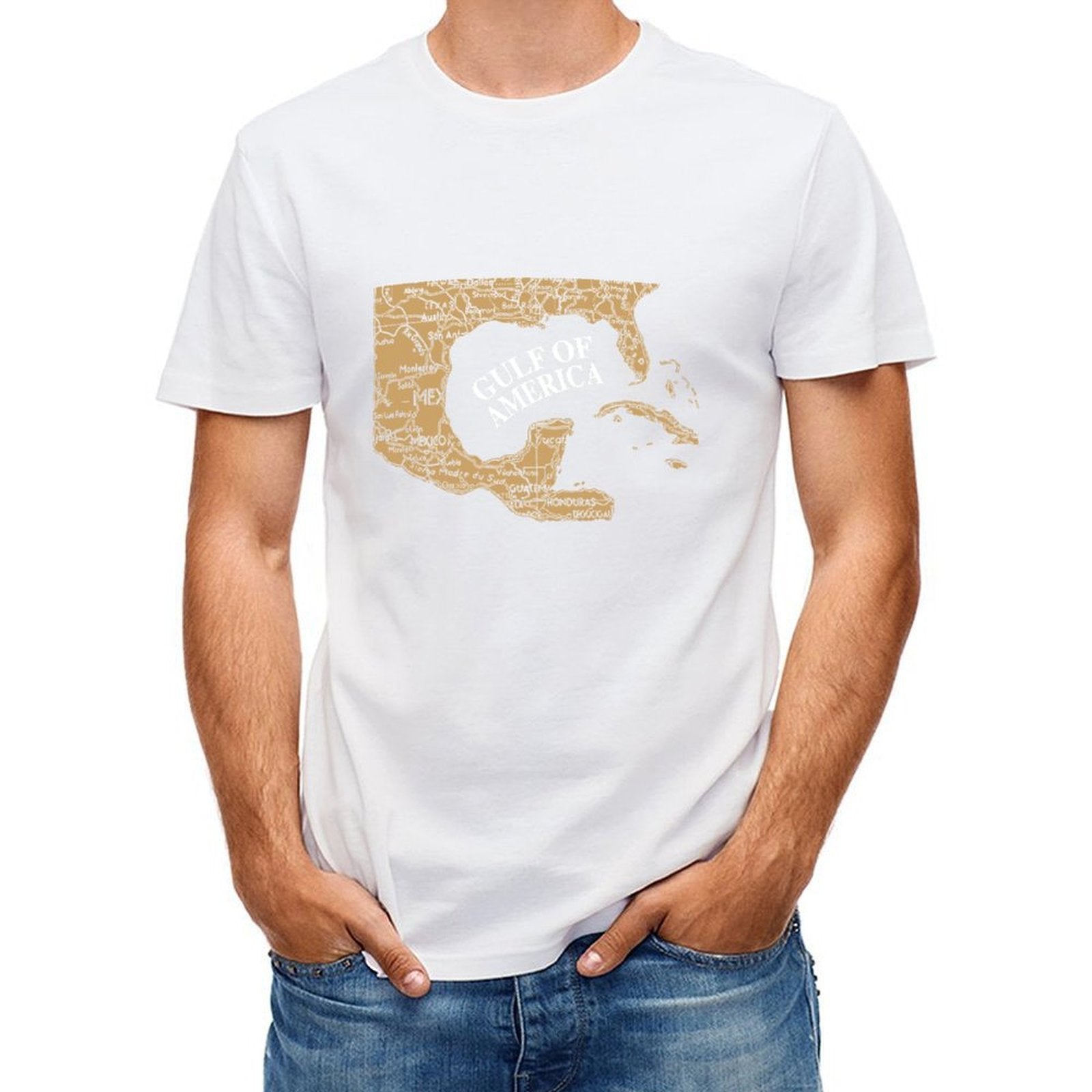 Inkmay Casual Cotton T-shirt Map Of Gulf Of America Unisex T-shirtPromotional Classic Fit T-Shirt
