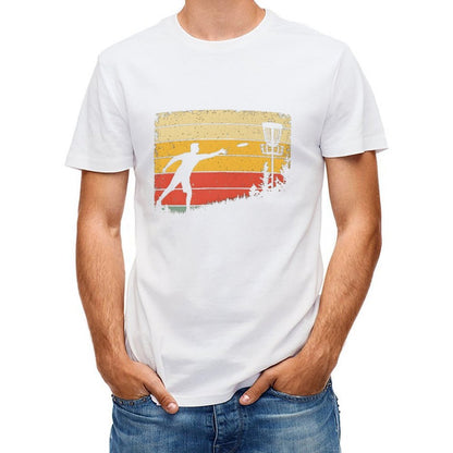 Inkmay Casual  Cotton T-shirt Disc Golf Player Throwing Disc Artwork Unisex T-shirt