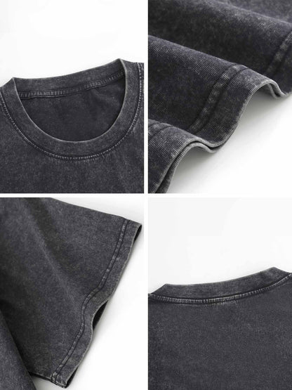 230gsm Printed 100% Cotton Pre-washed T-Shirt, Front Print in Black
