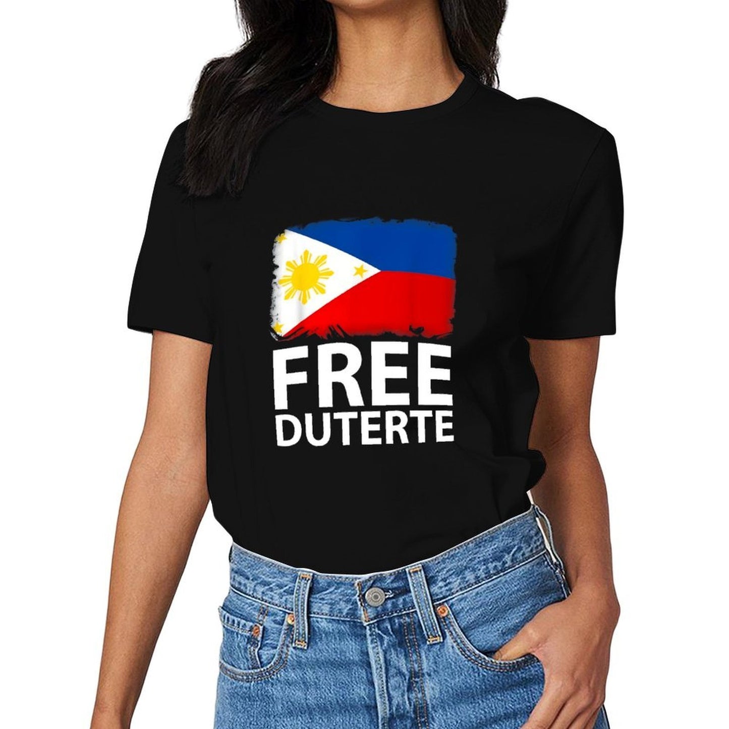 Inkmay Casual  Cotton T-shirt Philippine Flag Design With Stars Sun Unisex T-shirtCrewneck StreetLine T-Shirt