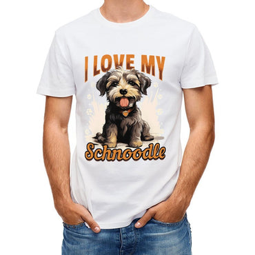 inkmay-casual-cotton-t-shirt-cute-schnoodle-with-paw-prints-design-unisex-t-shirt