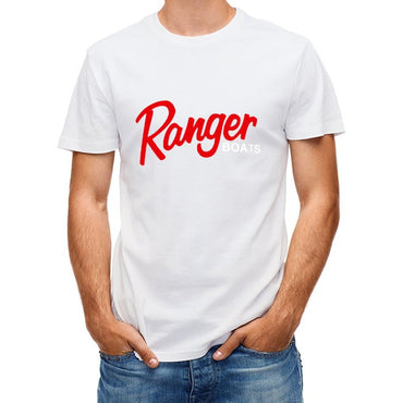 Inkmay Casual  Cotton T-shirt Red Abstract Design With White Edge Unisex T-shirtPlain Clean Edges T-Shirt