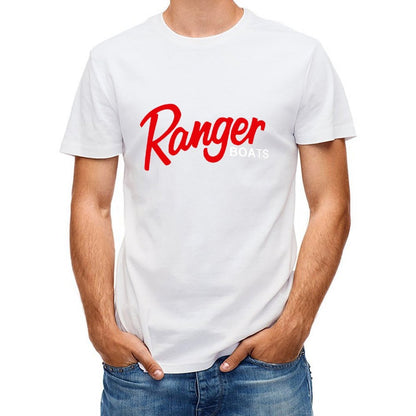 Inkmay Casual  Cotton T-shirt Red Abstract Design With White Edge Unisex T-shirtPlain Clean Edges T-Shirt