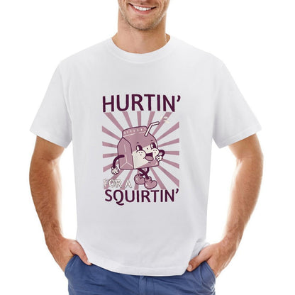 Inkmay Casual  Cotton T-shirt Cartoon Squirt Bottle With Happy Face Unisex T-shirtSharp Regular T-Shirt