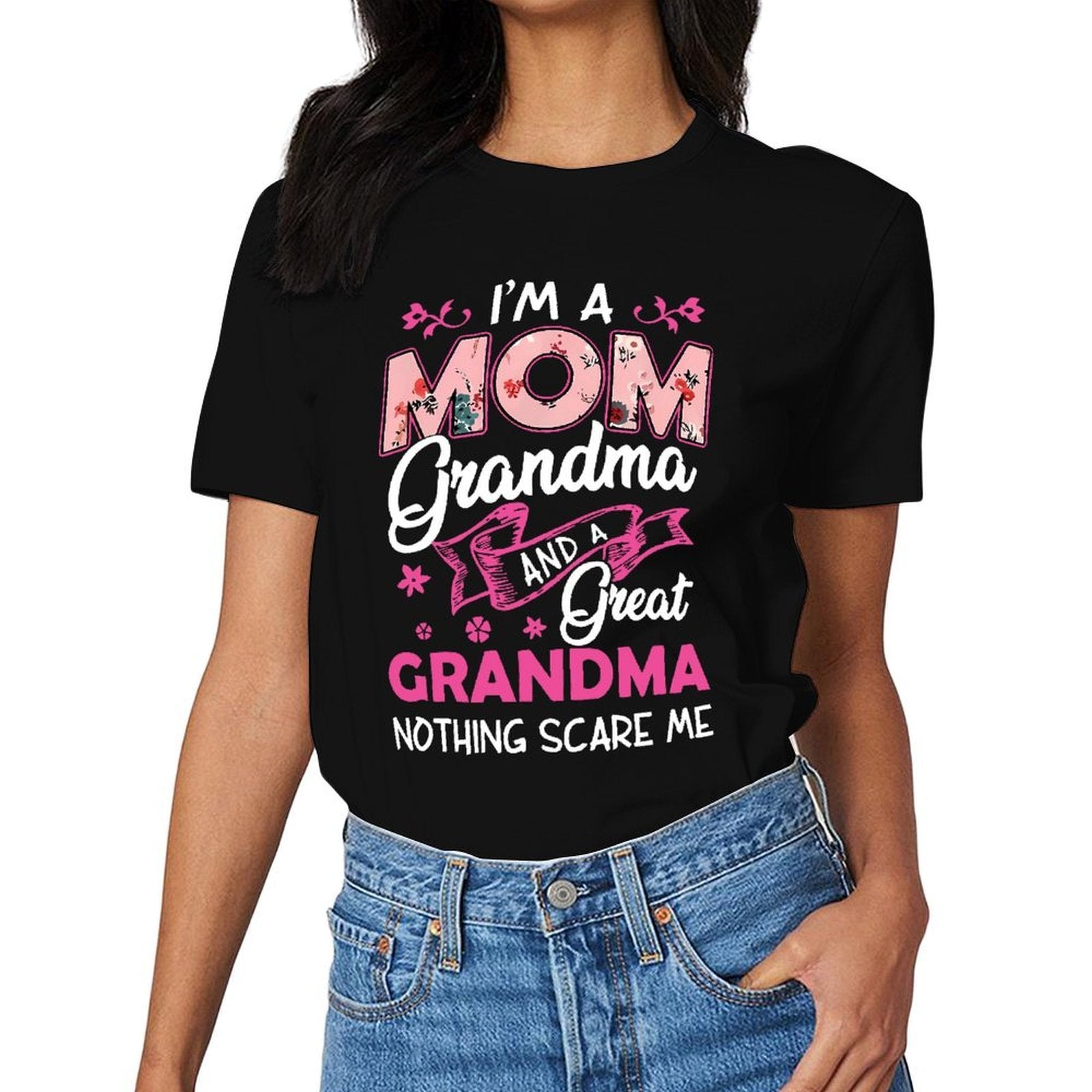 Inkmay Casual  Cotton T-shirt Mom Floral Pattern On Pink Background Unisex T-shirtEco / Sustainable Double-Stitched T-Shirt